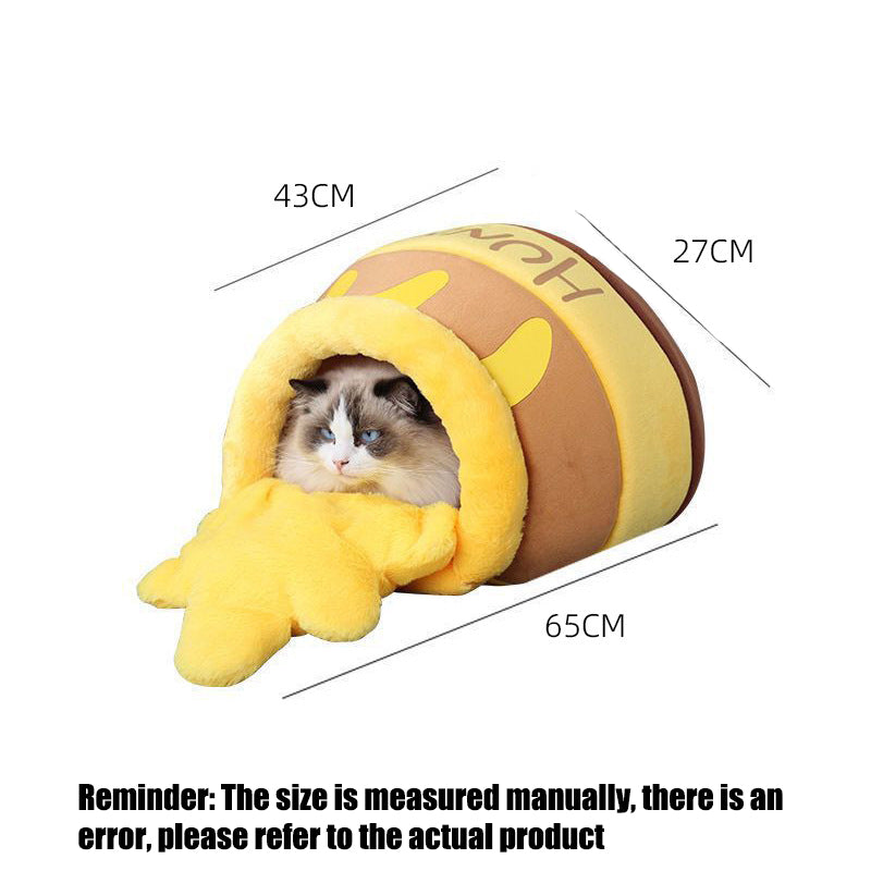 Orthopedic Honey Pot Cat Cave | Calming Memory Foam Pet Furniture with Removable Washable Cushion | Anti-Anxiety Sleep Sanctuary
