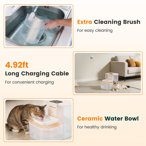 1Pc Smart Pet Water Fountain Automatic Cat Water Dispenser 4.5L Cordless Rechargeable Dog Water Fountain Self-Refill With 3 Adjustable Volume 3 Time Intervals Remote Control Cleaning Brush
