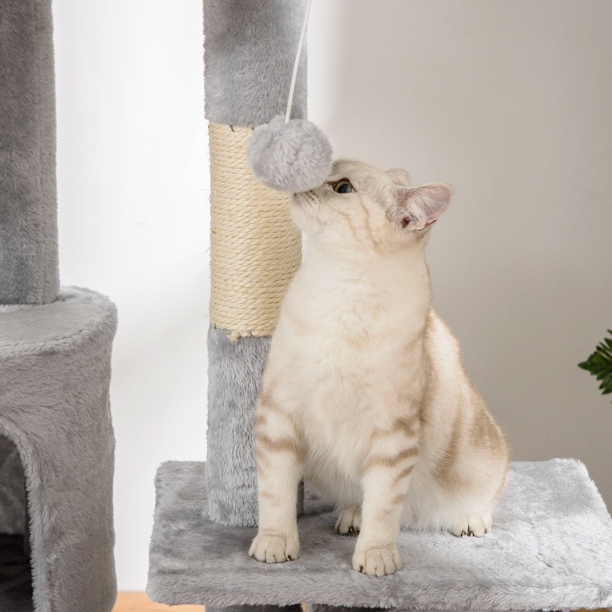 The Modern Cat Tower: High-Altitude Fun for Urban Felines! Floor Standing Cat Tree 94.5-10.25 Inch Height Adjustable Cat Climbing Tower, Apartment Hammock