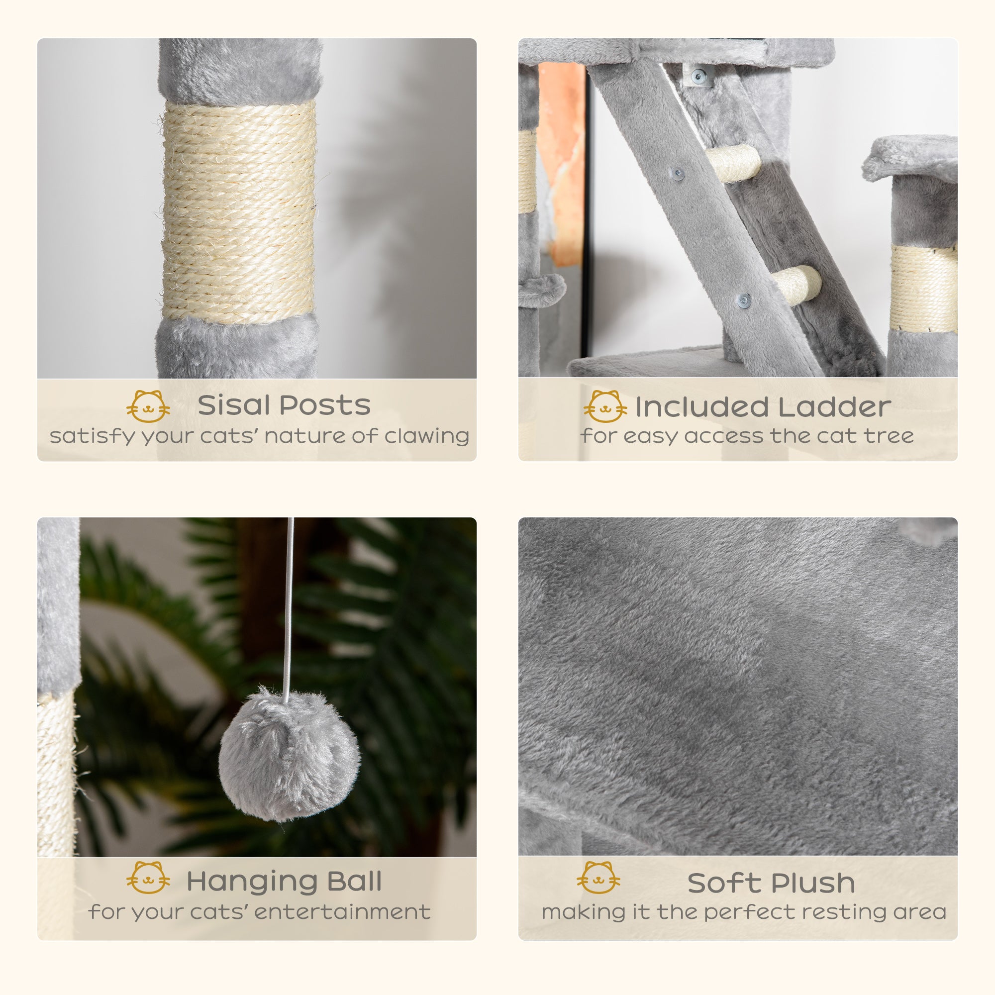 The Modern Cat Tower: High-Altitude Fun for Urban Felines! Floor Standing Cat Tree 94.5-10.25 Inch Height Adjustable Cat Climbing Tower, Apartment Hammock