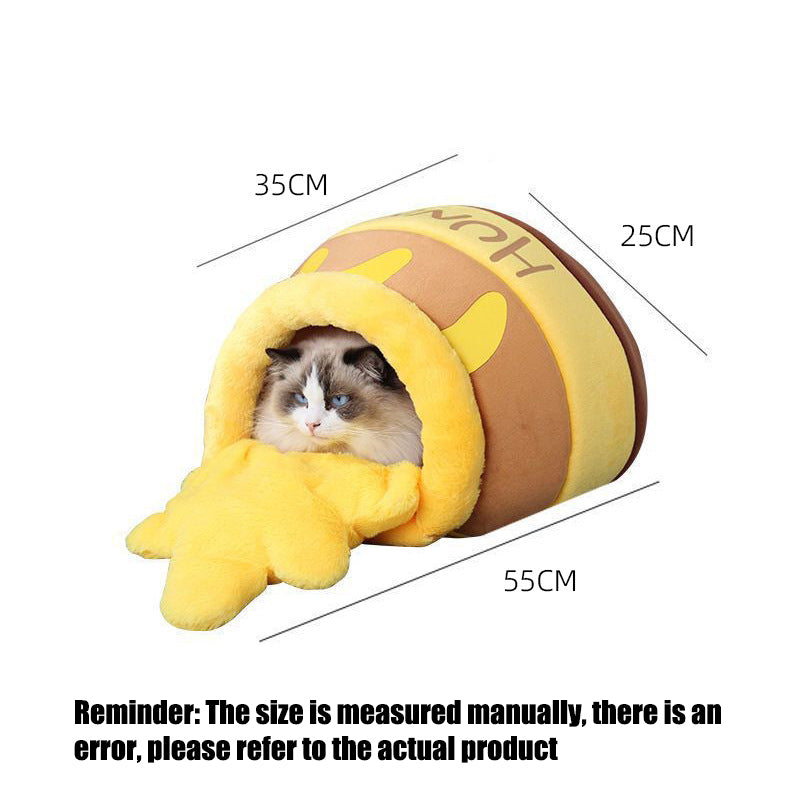 Orthopedic Honey Pot Cat Cave | Calming Memory Foam Pet Furniture with Removable Washable Cushion | Anti-Anxiety Sleep Sanctuary